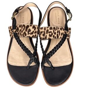 COLE HAAN Grand O.S Anica Braided Leopard Print Thong Sandal Shoes Womens Size 7